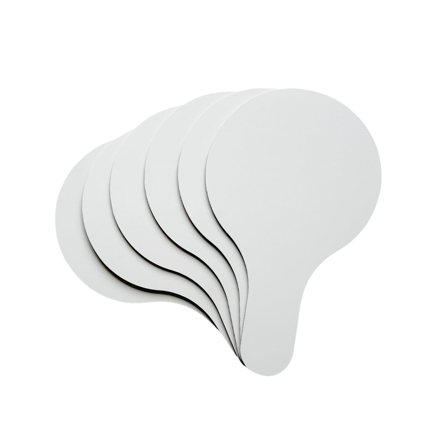 Pack of 6 Round Plain White MDF Double Sided Dry Erase Handheld Answer Paddles - Mini Whiteboard
