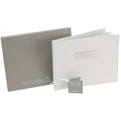White PU Guest Book With Engravable Plate, Wedding, Anniversary, Condolances, Any Function.