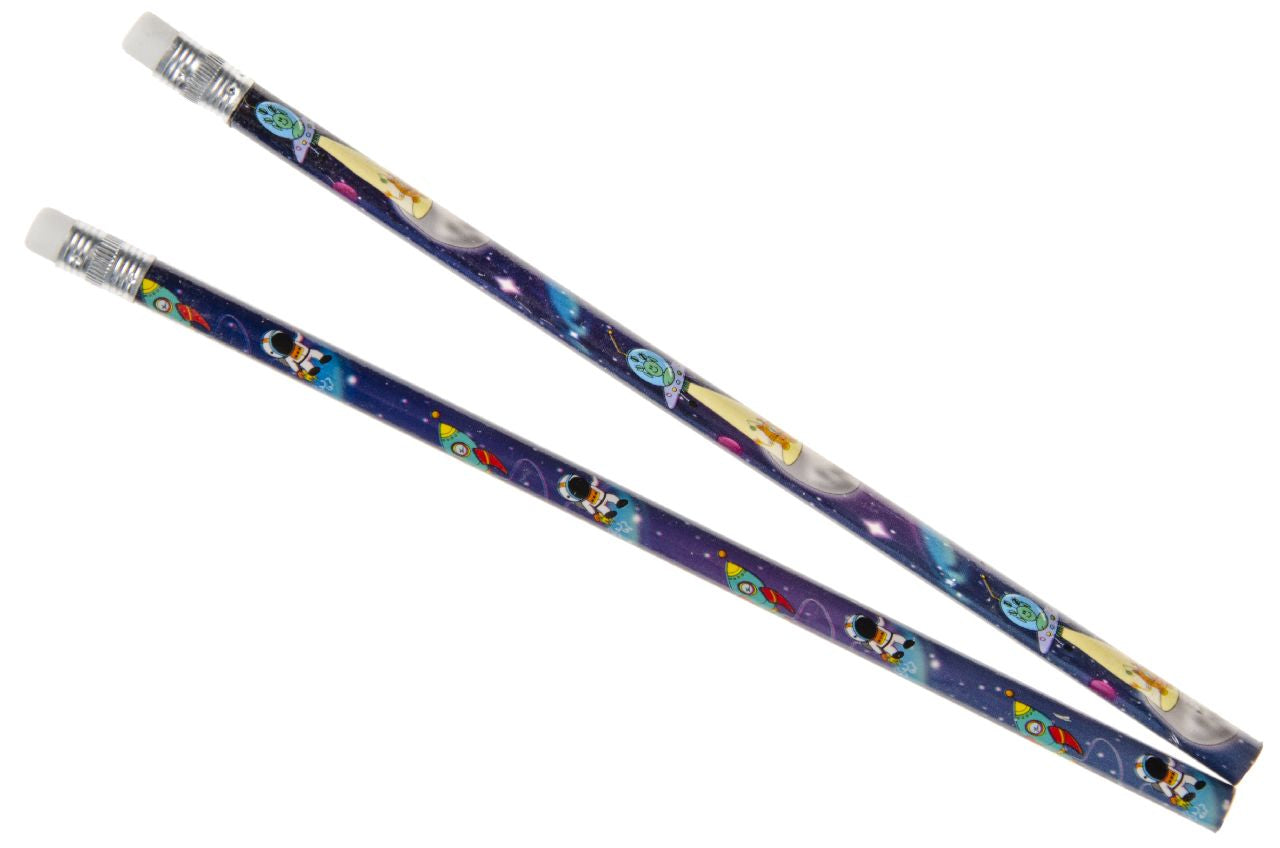 Pack of 12 Space Design Pencils with Eraser