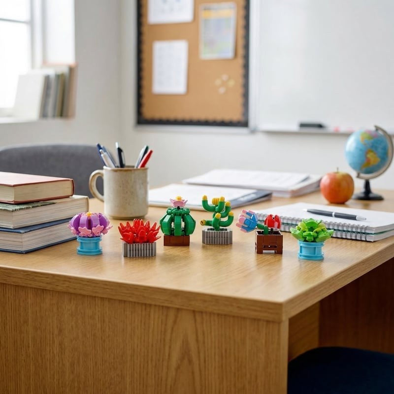 Pack of 6 Potted Plant Lego Block Kit - Construction Toys Party Favours Stocking Fillers