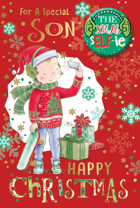 For a Special Son Selfie Design Christmas Card