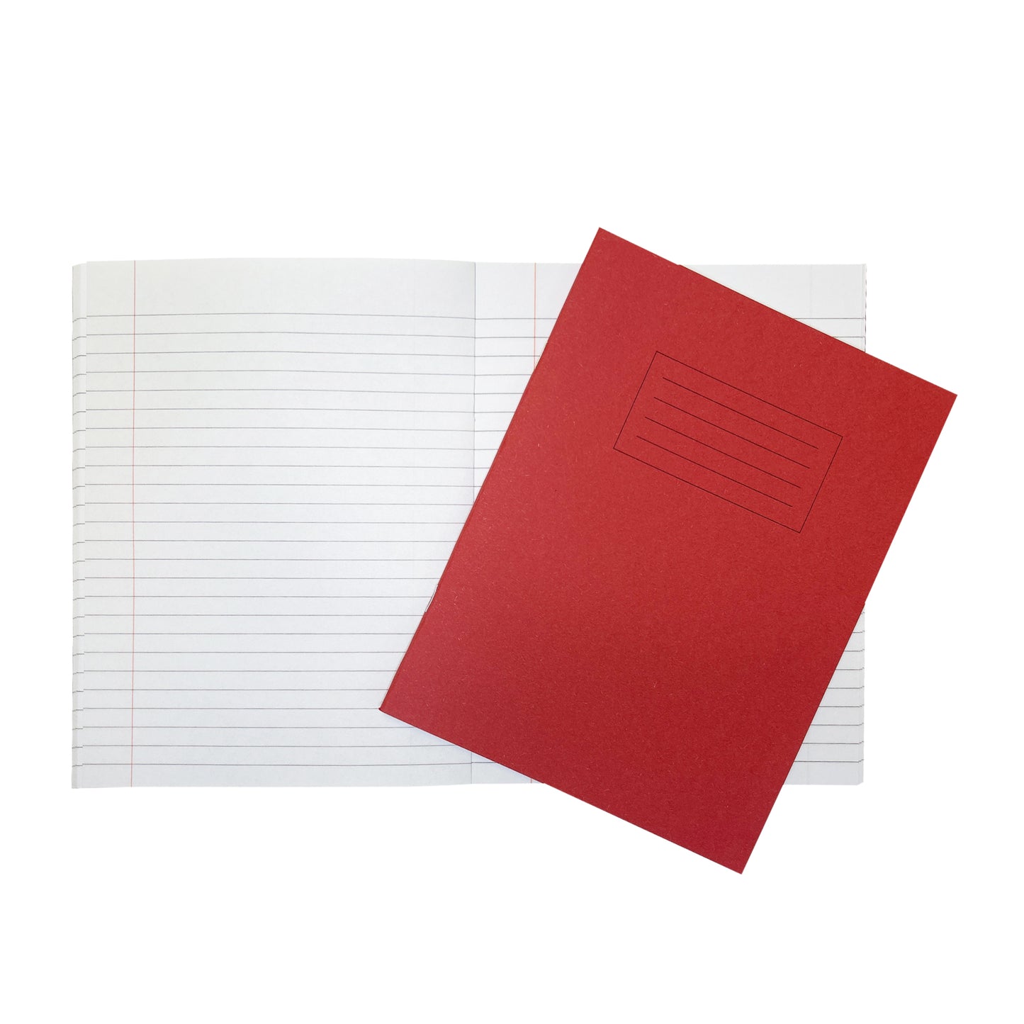 Pack of 10 Janrax 9x7" Red 80 Page Feint Ruled with Margin Exercise Books WF Paper with 225gsm Manilla Cover