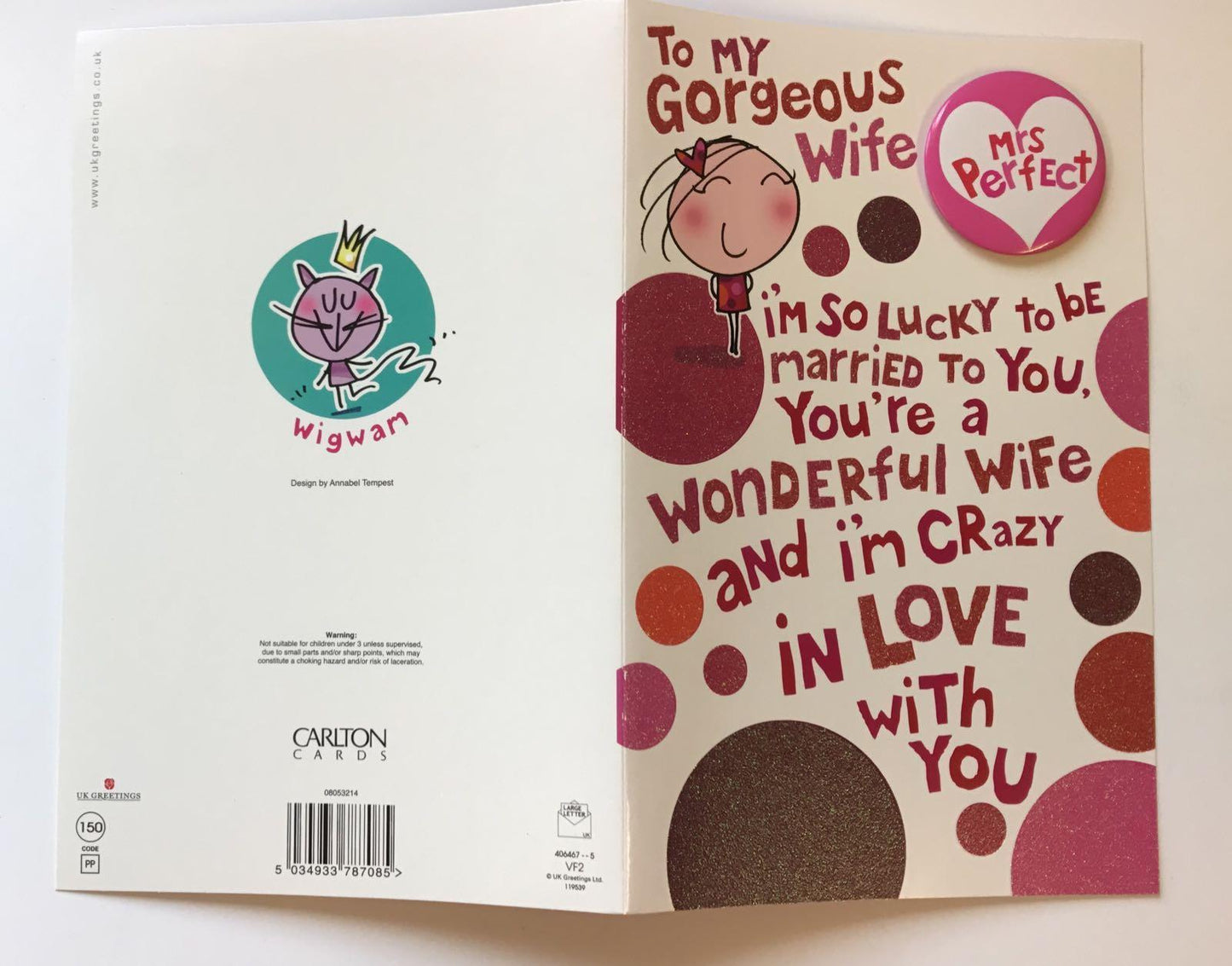 To My Gorgeous Wife Humour Valentine's Day Card