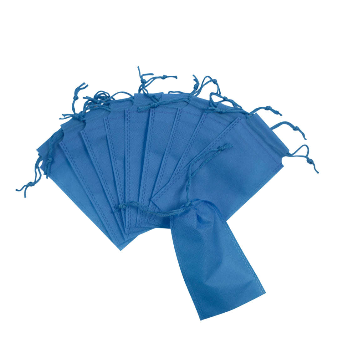 Pack of 50 Light Blue Coloured 19x10cm Non-Woven Drawstring Bags
