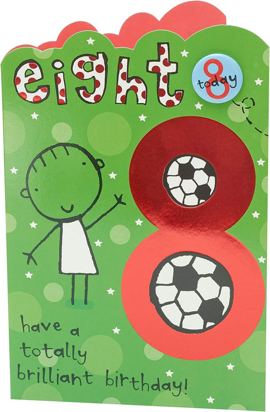 Football Design 8th Birthday Card