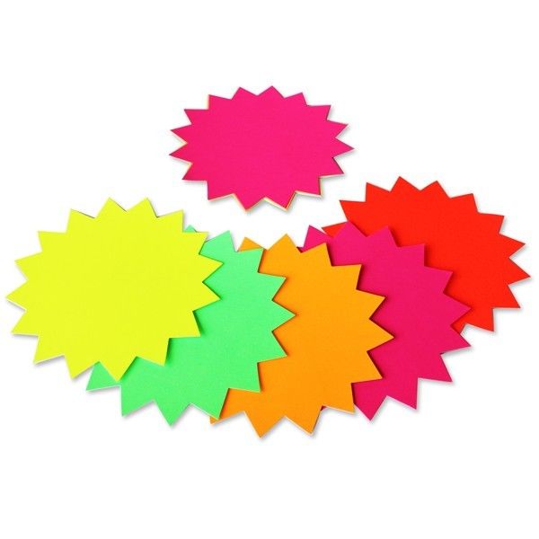 Pack of 72 Fluorescent Star Shapes 152mm
