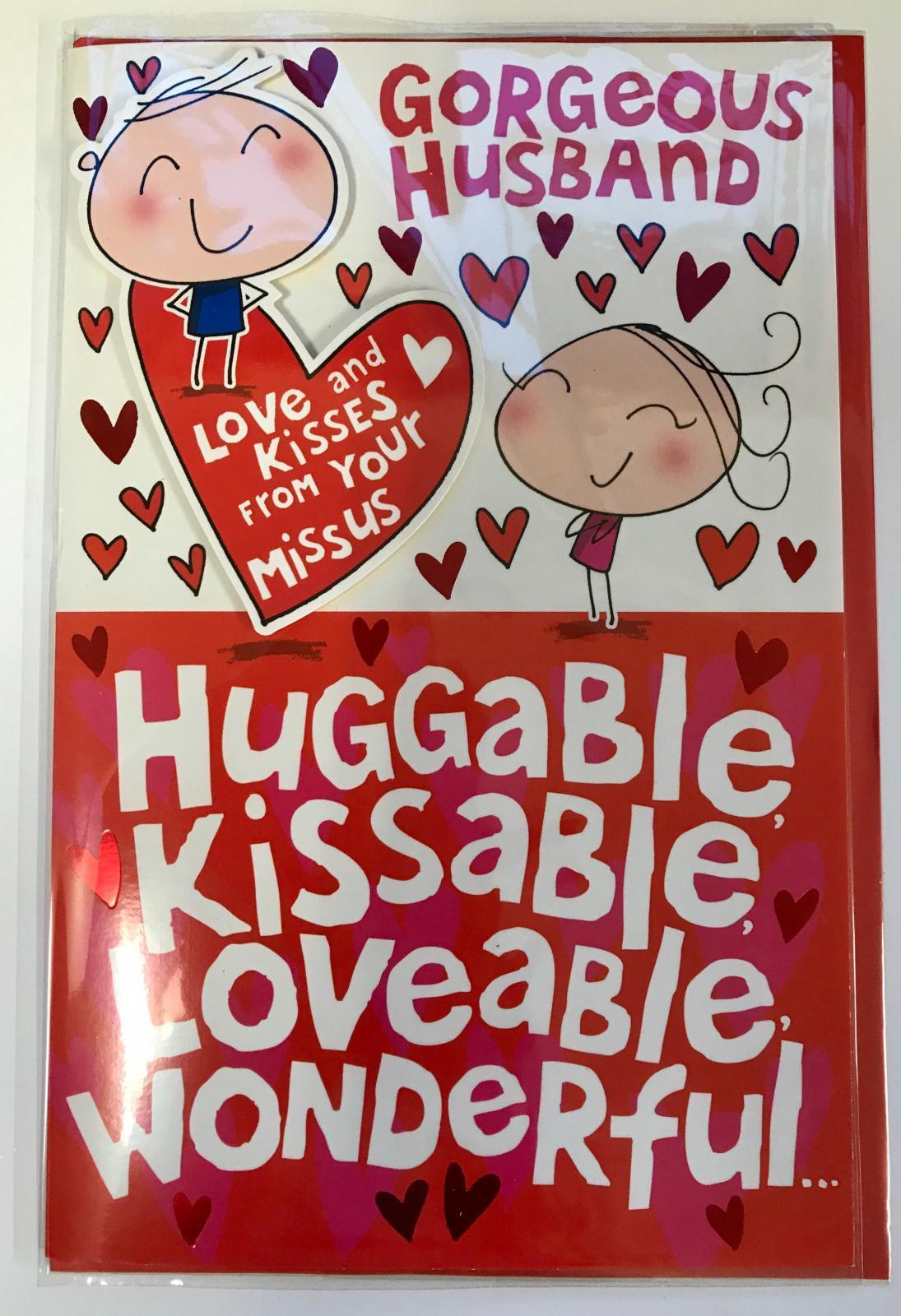 Gorgeous Husband Love & Kisses Humour Valentine's Card