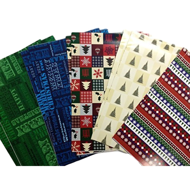 10 Sheet of Mix Designer' Soft touch Foiled Christmas wrapping paper