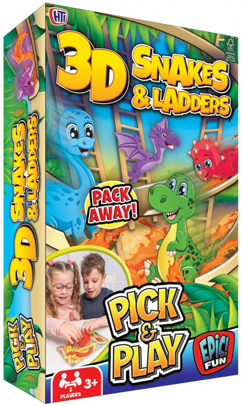 3D Dino Snakes & Ladders Pick & Play Game