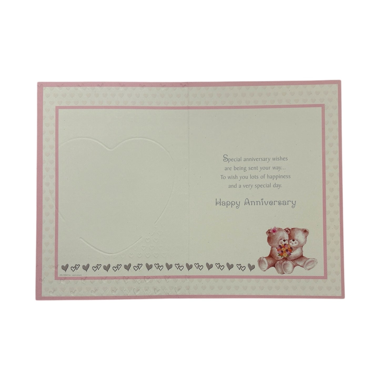Daughter & Son-in-law Cute Teddies In Pink Heart Anniversary Card