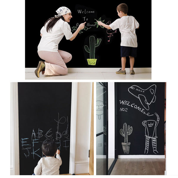 Self-Adhesive Blackboard on Roll with 5 Coloured Chalk 54x200cm