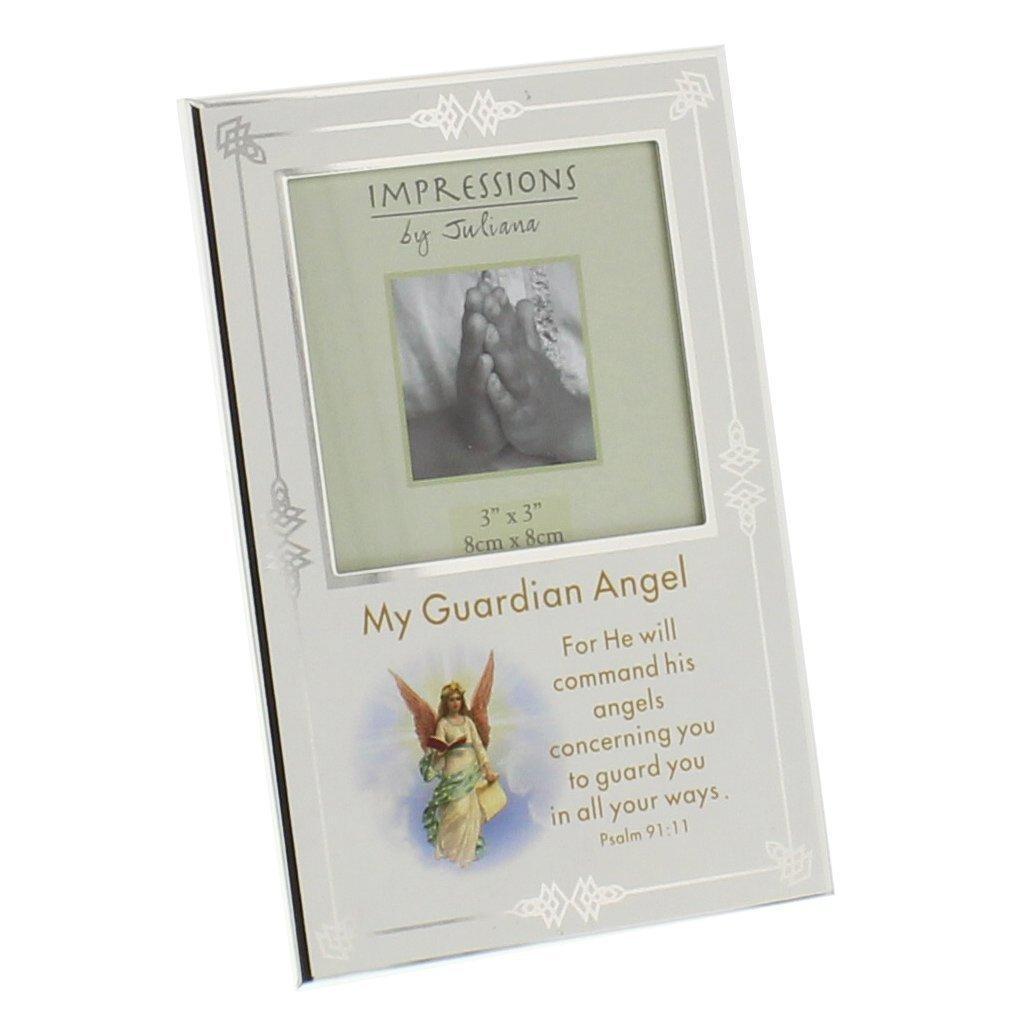 Silver Plated Guardian Angel Photo Frame 3" x 3" Christening All Occasion New Gift
