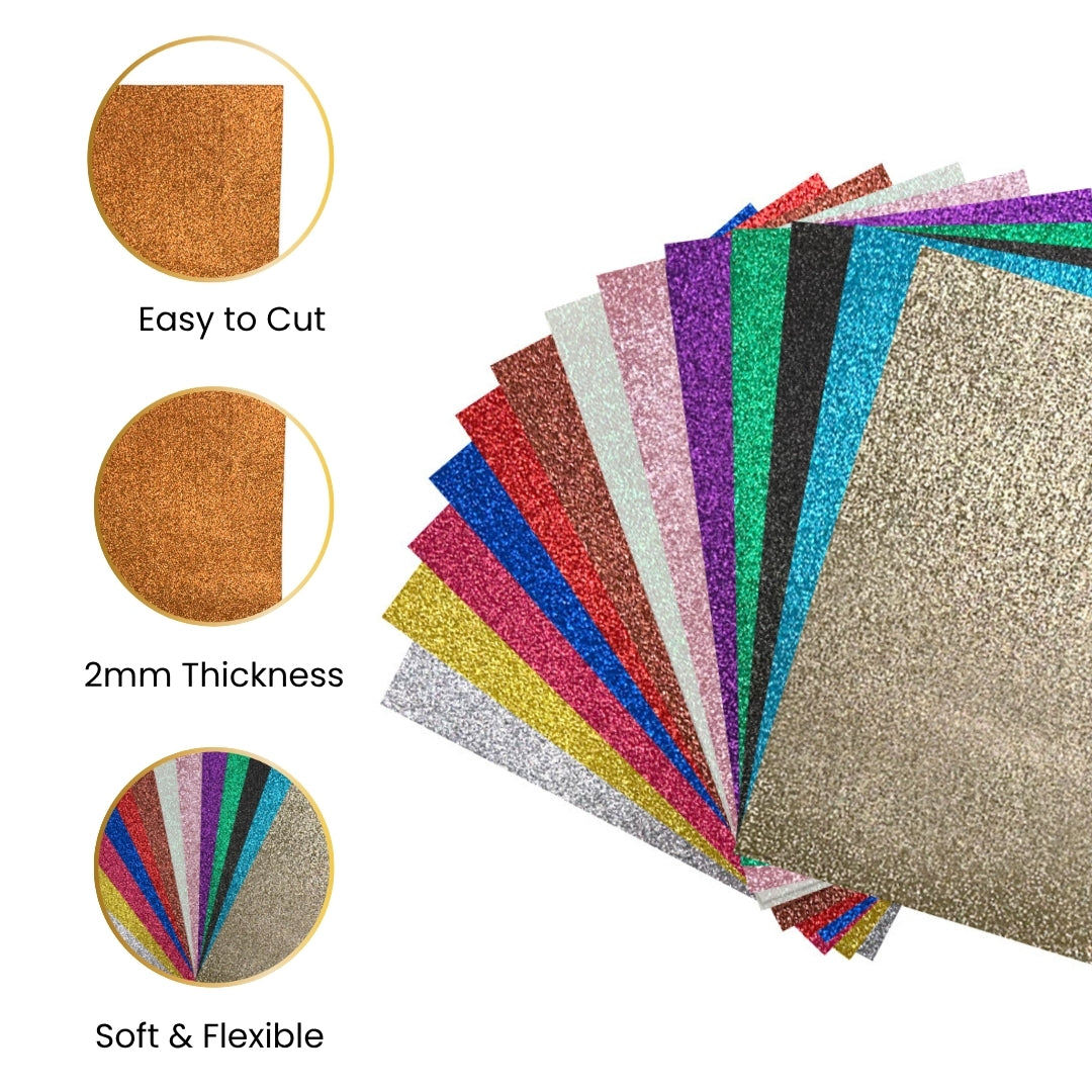Pack of 10 A4 Red Glitter Eva Foam Sheets