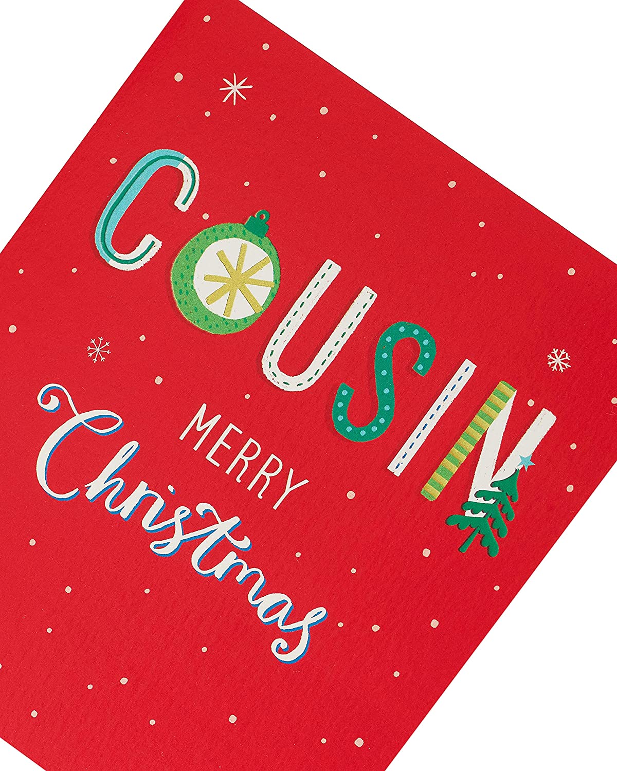 Cousin Christmas Card Bright Lettering