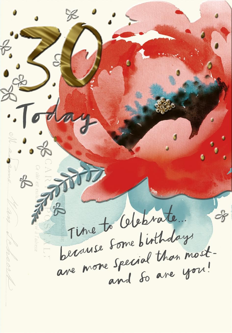 Willow Bouquet Flower Design 30th Birthday Card