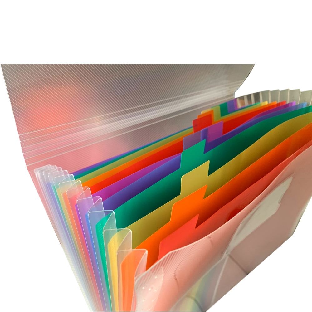 A4 13 Part Rainbow Coloured Tabs Expanding File with Elastic Closure