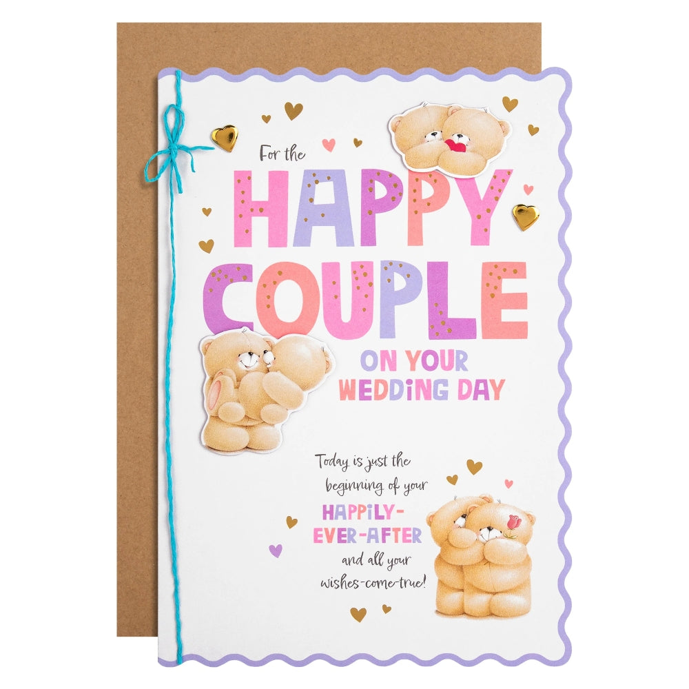Cute Forever Friends Bears Design Couple Wedding Congratulations Card