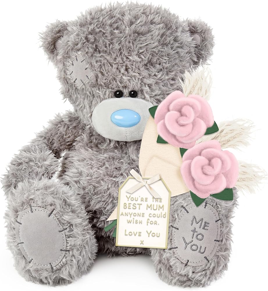 Me to You Tatty Teddy Large Luxury 'Best Mum' Plush Bear With Velvet Flowers 27cm High Official Mother's Day Collection