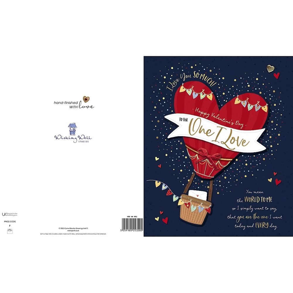 Hot Air Balloon For The One I Love Boxed Handmade Valentine's Day Card