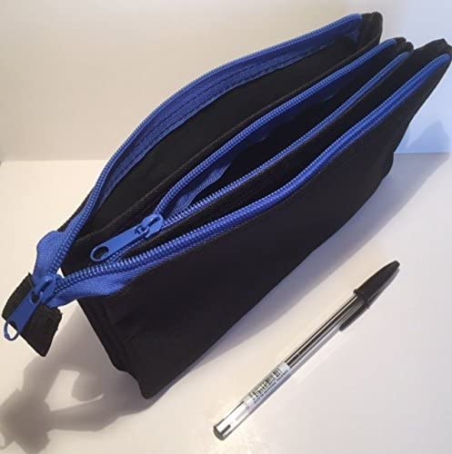 Flat Triple Compartment Assorted Colour Pencil Case