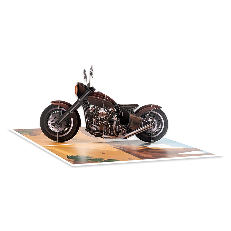 Road Rebel 3D Motorcycle Greeting Card - Birthday Anniversary Holidays Event