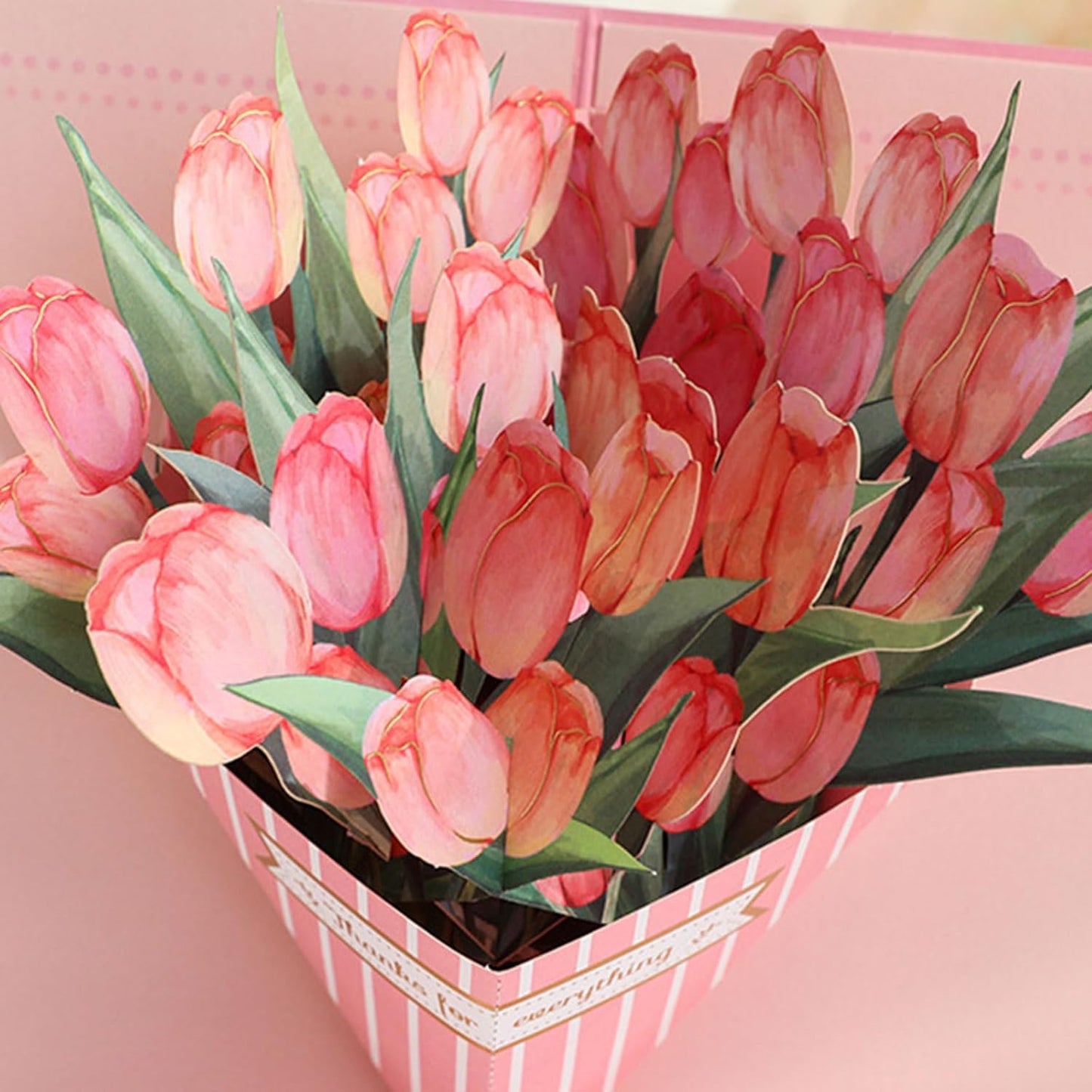 Golden Tulip Bouquet 3D Pop Up Greeting Card