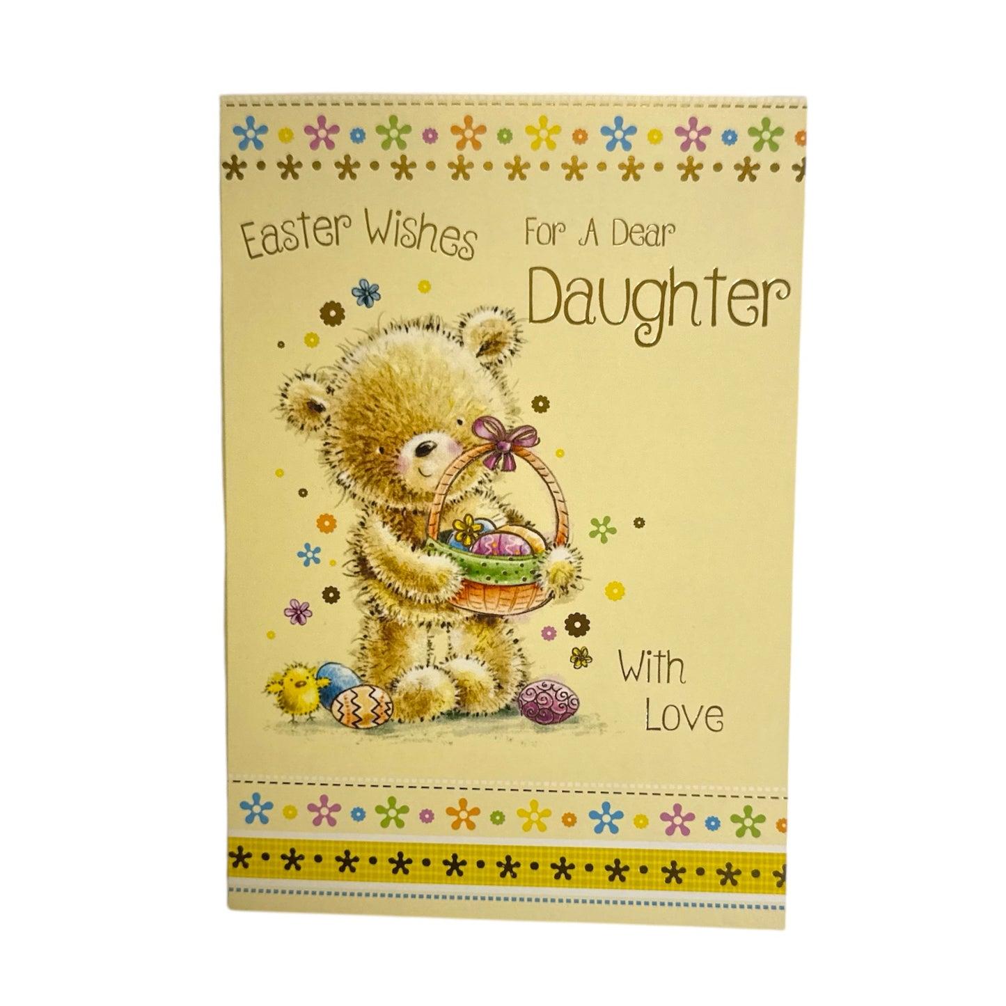 For Dear Daughter Teddy Holding Egg Basket Design Easter Card