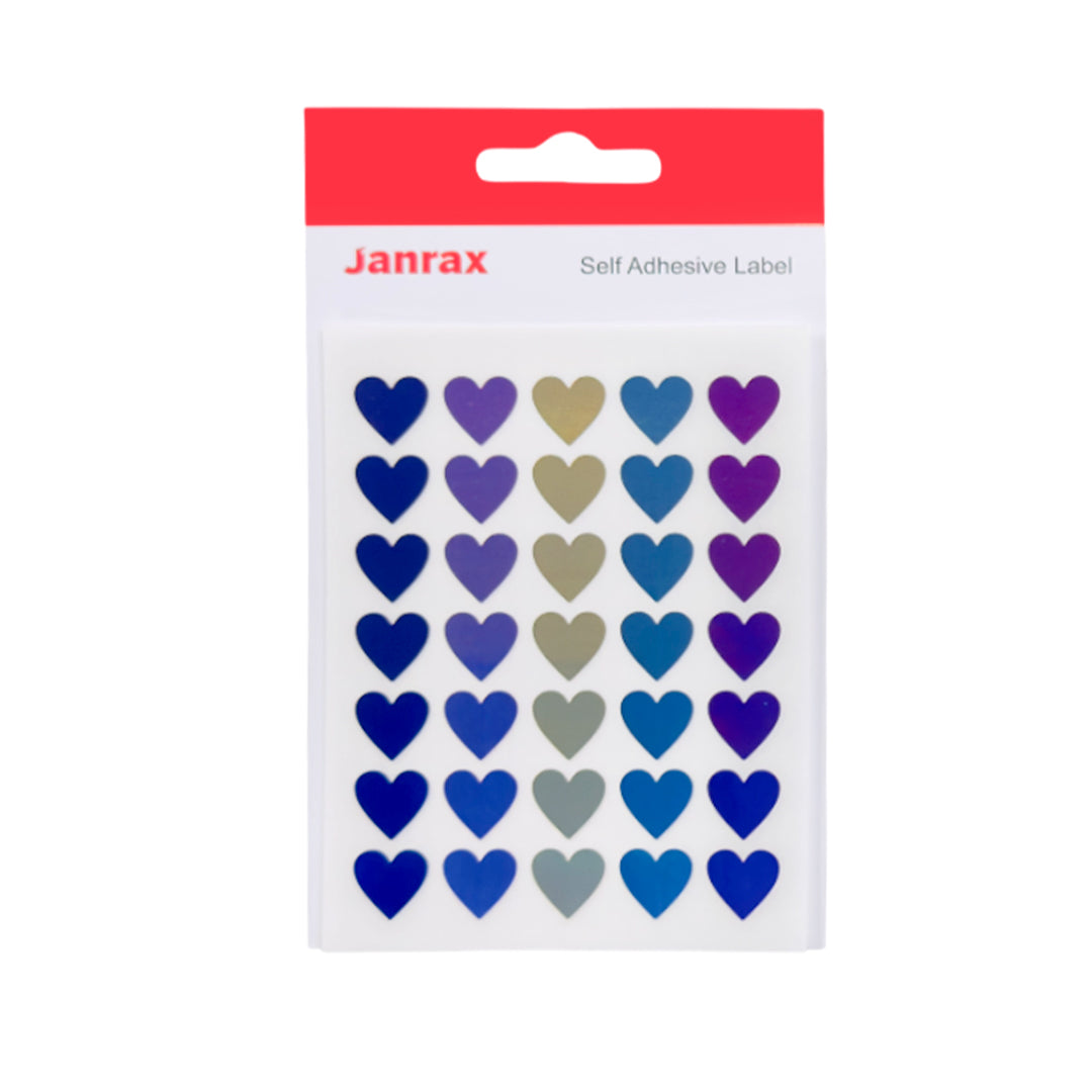 Pack of 420 Assorted Fashion Coloured Holographic Hearts Self-Adhesive Labels