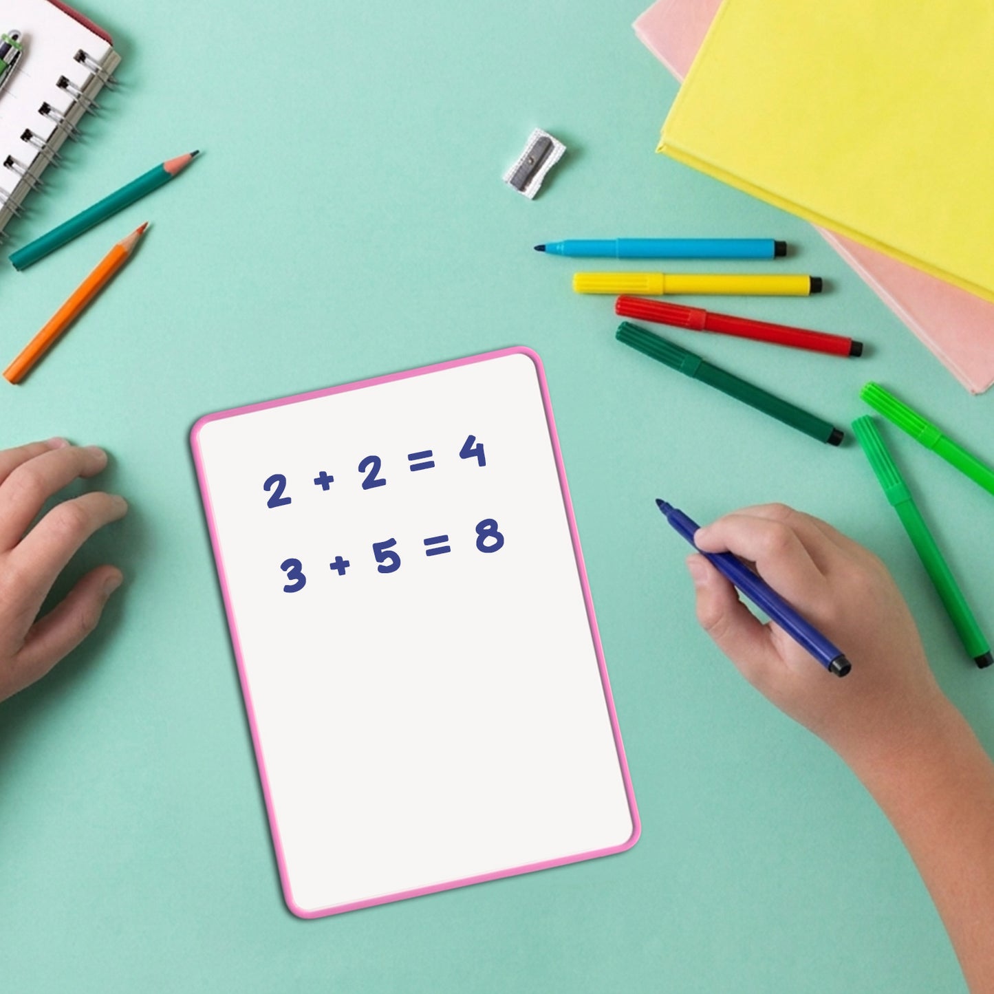 A4 Double Sided Magnetic Erasable MDF Plain Whiteboard With Blue Border