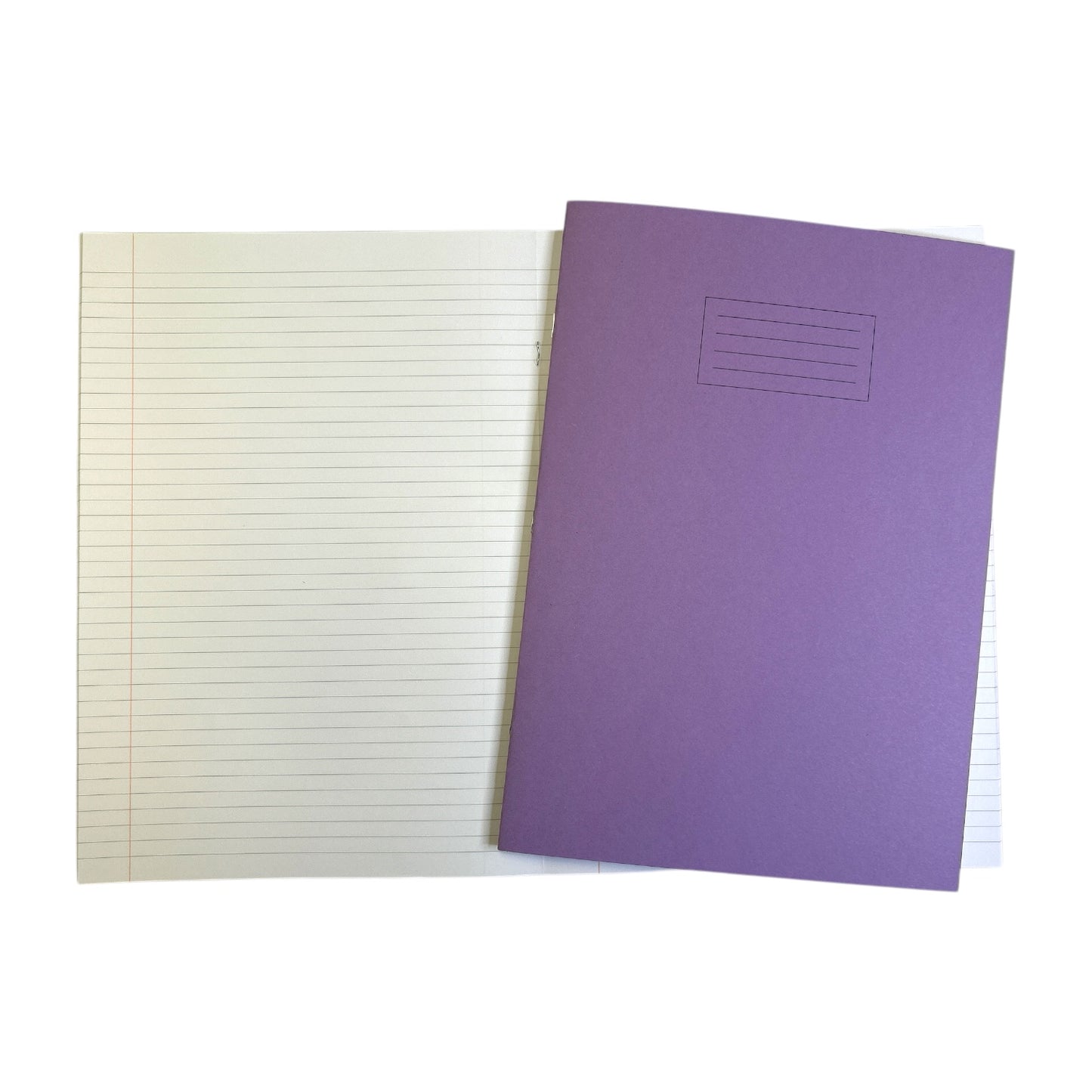 Pack of 50 Janrax A4+ Purple 48 Page Feint Ruled and Margin Exercise Books WF Paper with 225gsm Manilla Cover 240x340mm Workbook