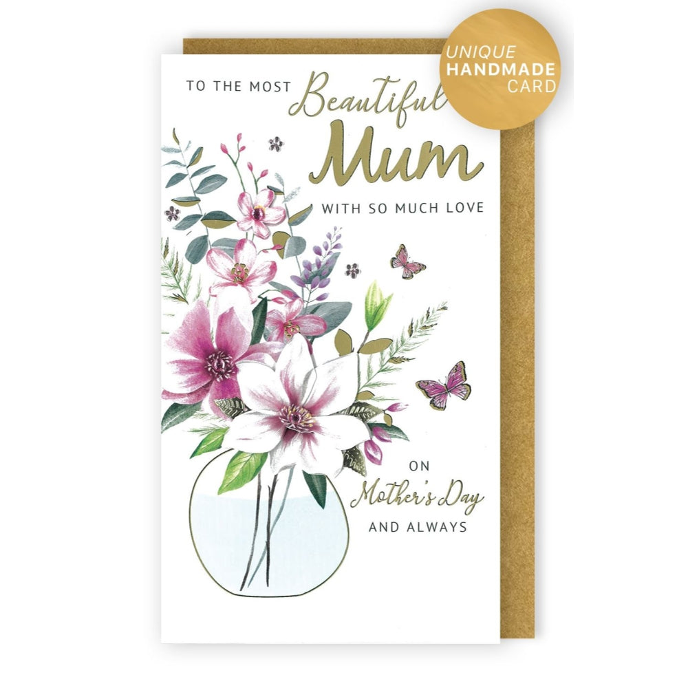 Beautiful Mum Butterfly Blooms! Mother's Day Hand-Finished Card