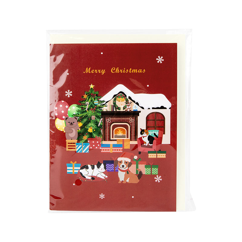A Warm Xmas Eve Holiday 3D Pop Up Christmas Card