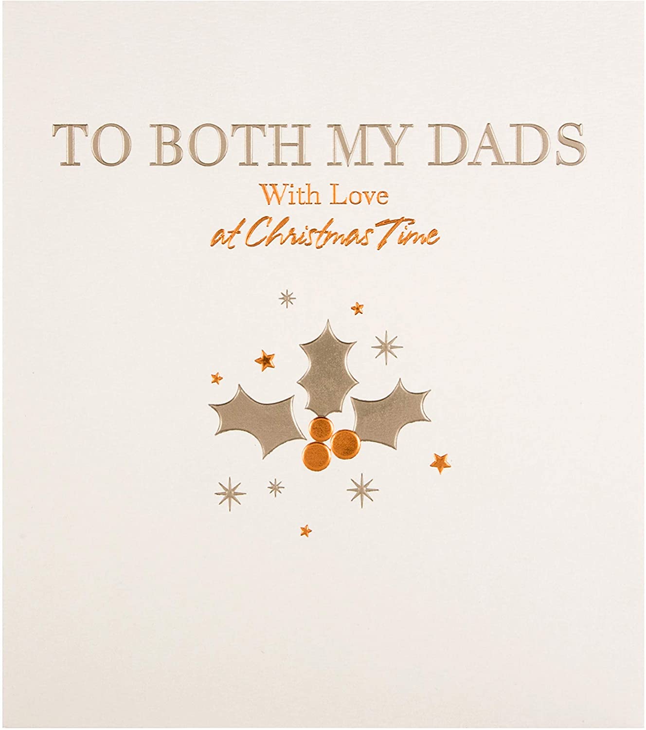 Christmas Studio Card for 'Both My Dads' Embossed Silver and Copper Foil Design 