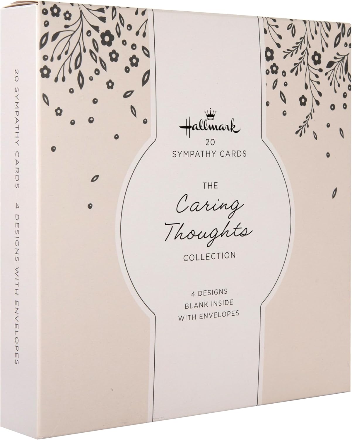Simple Floral 4 Designs Caring Thoughts Pack of 20 Sympathy Cards