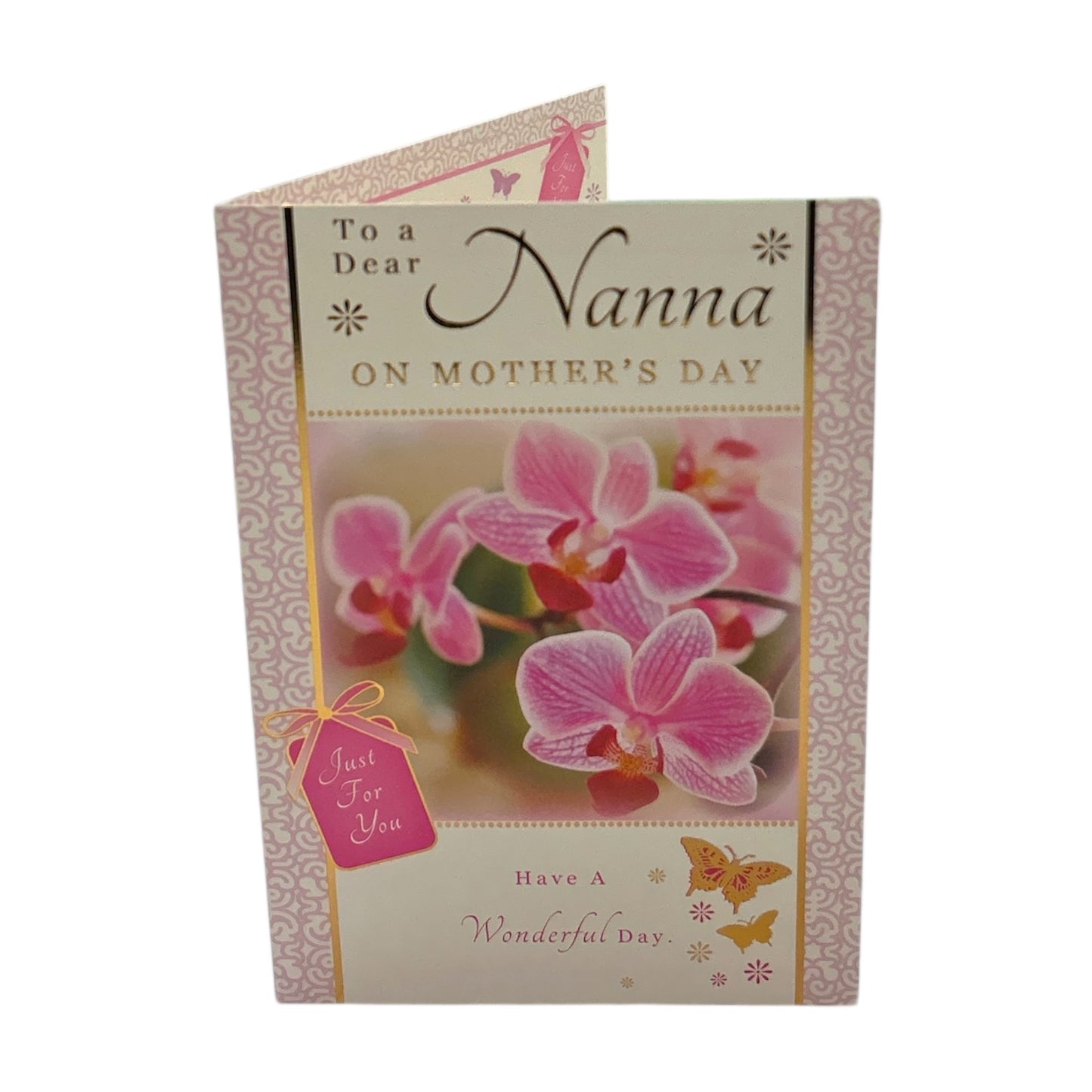 To Dear Nanna Pink Orchid Flowers Design Mother's Day Card