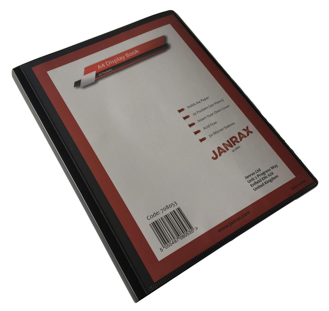 Pack of 6 A4 Presentation Display Books 20 Pockets (40 Views) by Janrax
