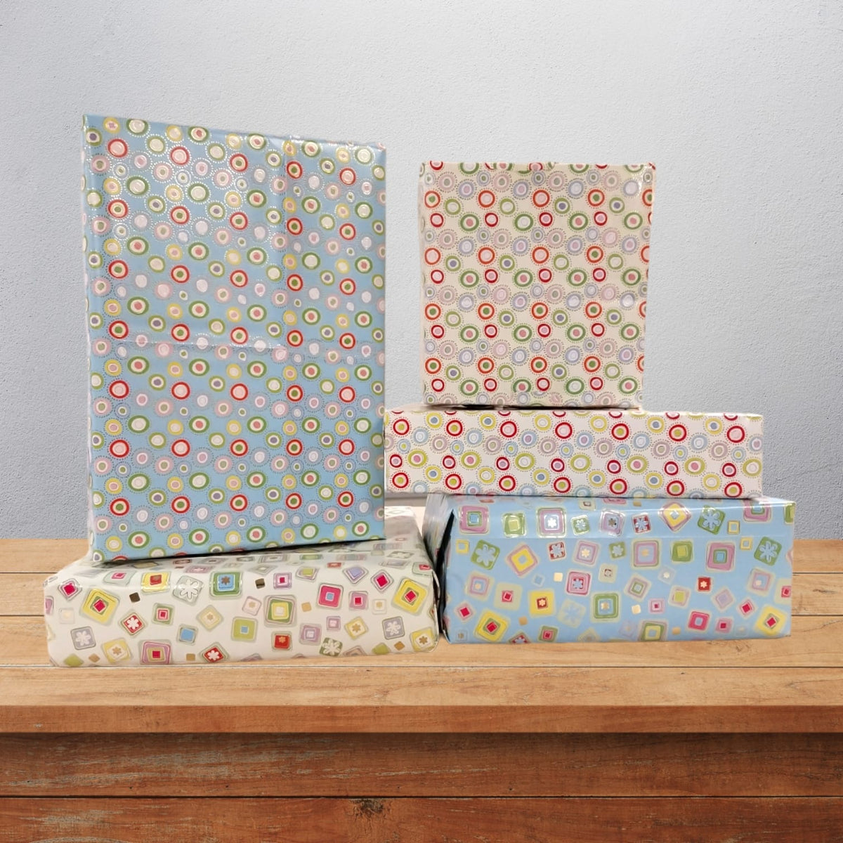 10 Sheets of Luxury Shapes Design Gift Wrap and Tags - New Born Baby, Birthday, Christening, Christmas etc