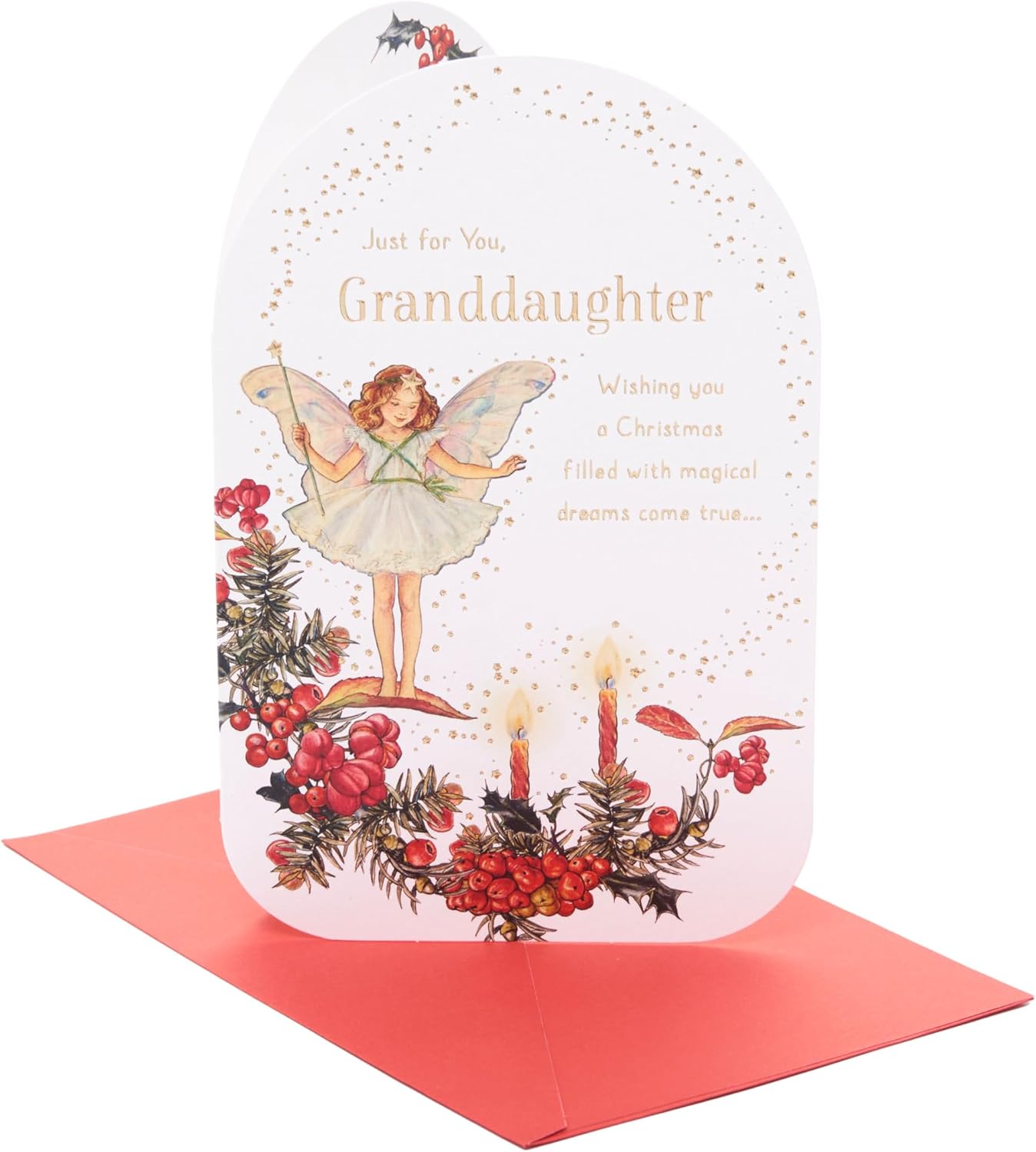 Fairy Girl, Stars and Candles Granddaughter Christmas Card