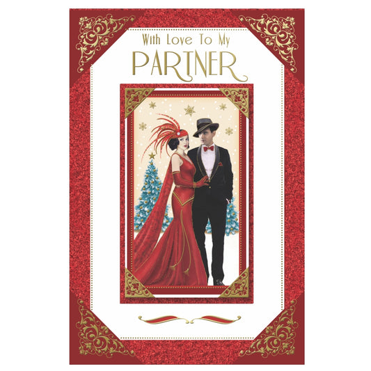With Love to My Partner Couple Photo Frame Design Christmas Card