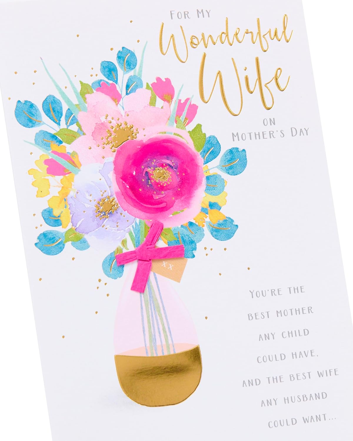 Pink Florals In A Vase For Wife Mother's Day Card