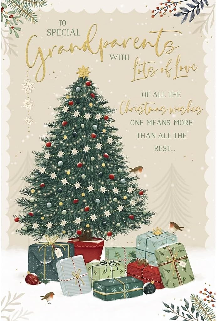 Festive Tree and Gifts Design Grandparents Christmas Card