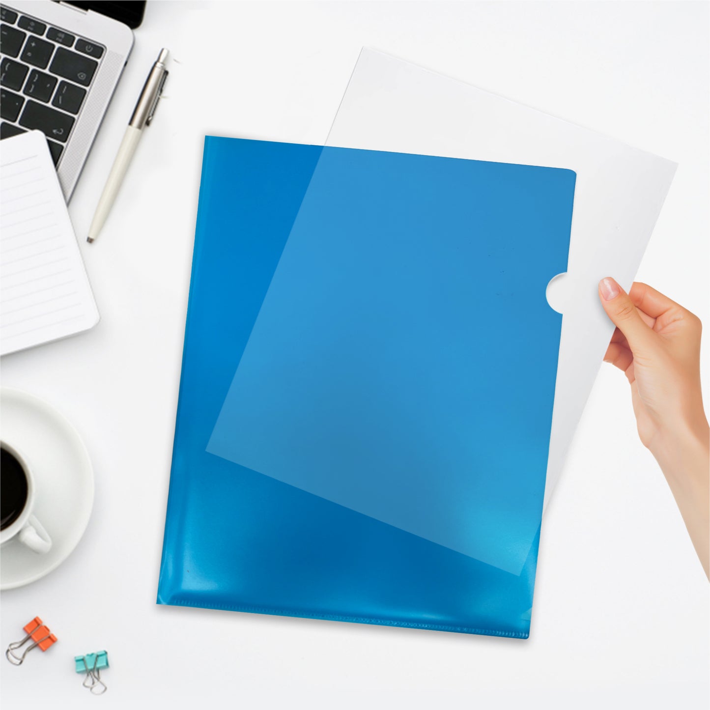 Pack of 200 A4 Red L Shaped Open Top and Side Report File Folders