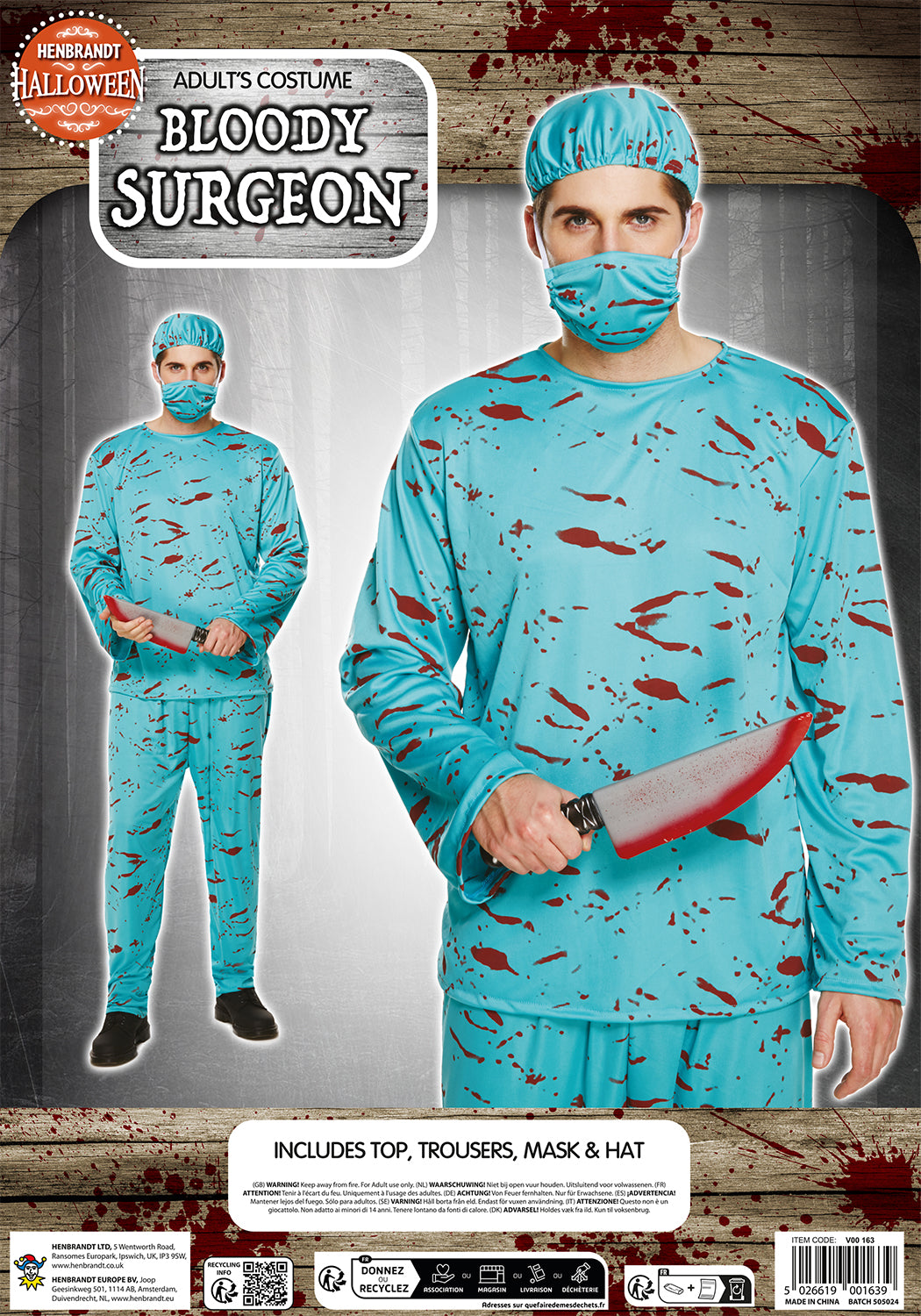 Adult Bloody Surgeon Fancy Dress Up Costume