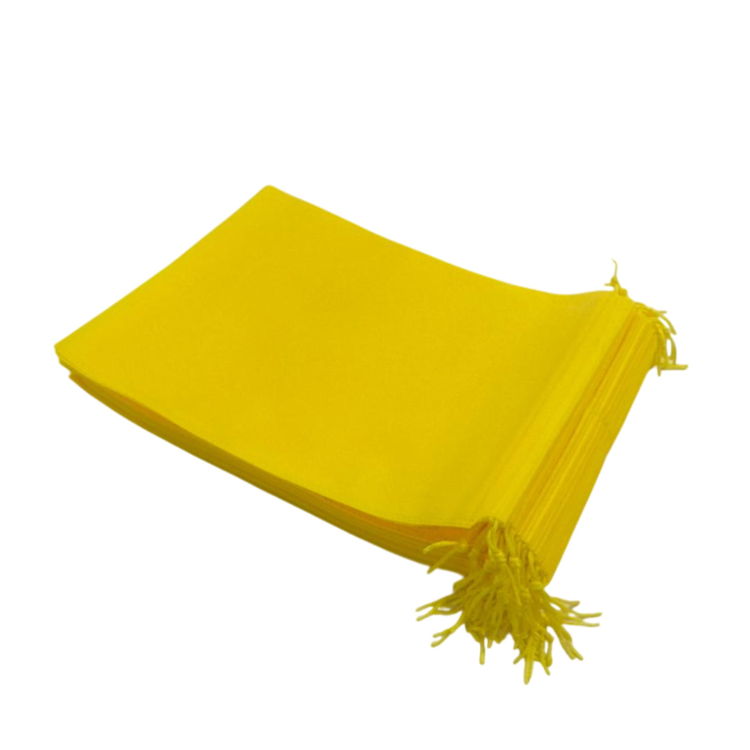 Pack of 100 Yellow Coloured 32x22cm Non-Woven Drawstring Bags