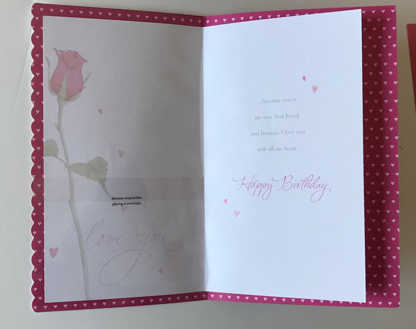 Girlfriend Birthday Card Rose With Nice Words