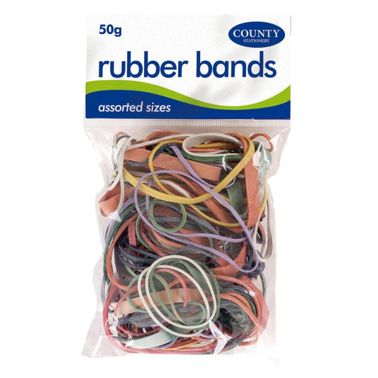 Pack of Rubber Bands Coloured 50gm
