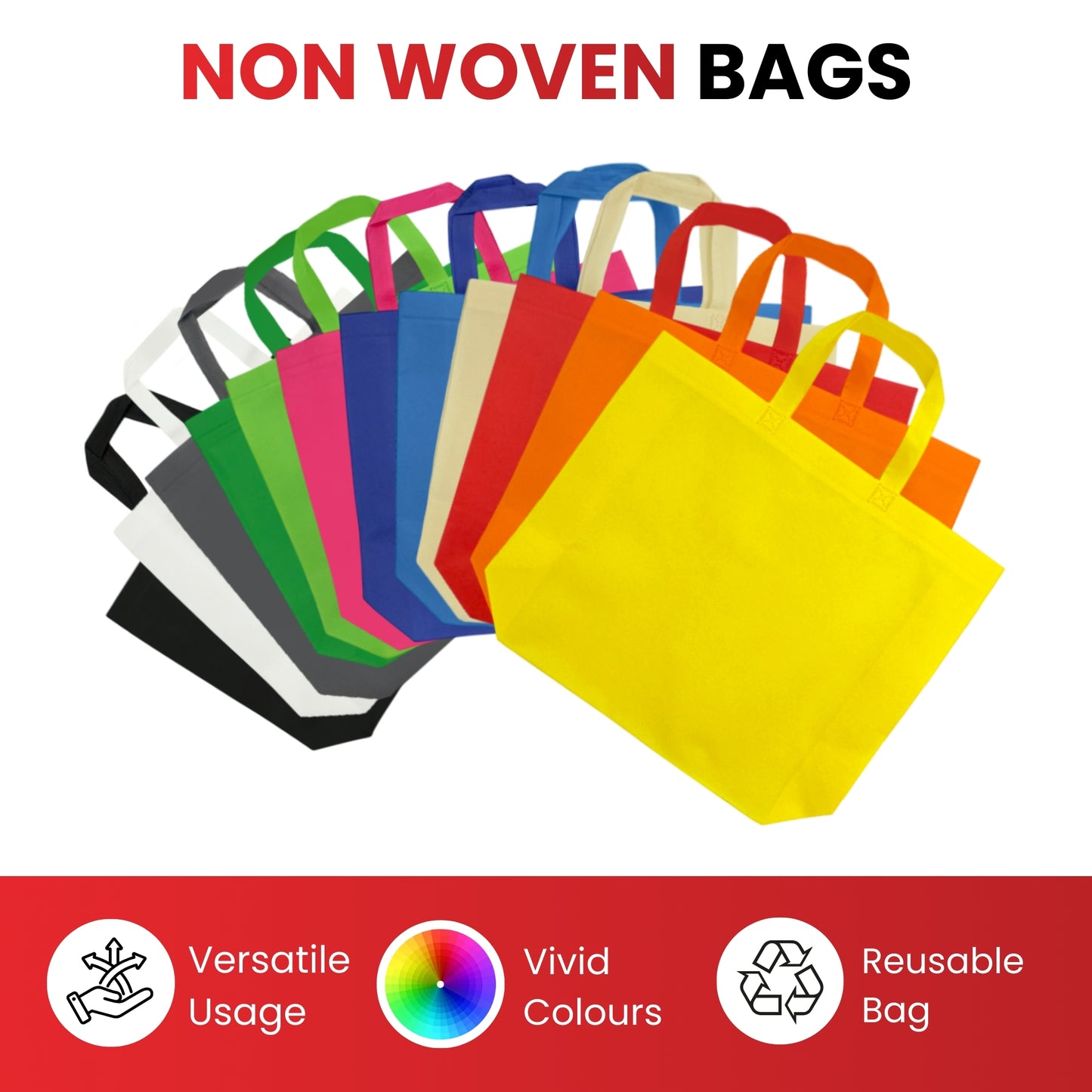 Pack of 50 Blue Coloured 40x30x10cm Non-Woven Bags with Handle