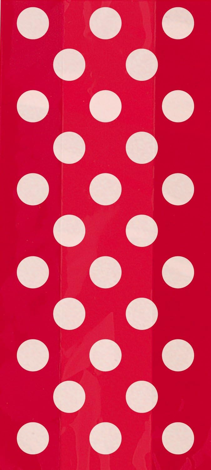 Pack of 20 Ruby Red Dots Cellophane Bags