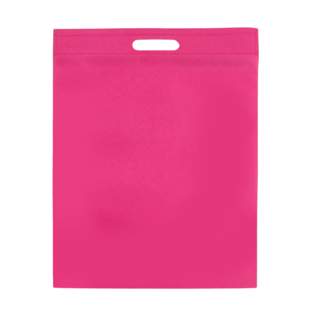 Pack of 100 Pink Coloured 45x35cm Non-Woven Patch Handle Bags