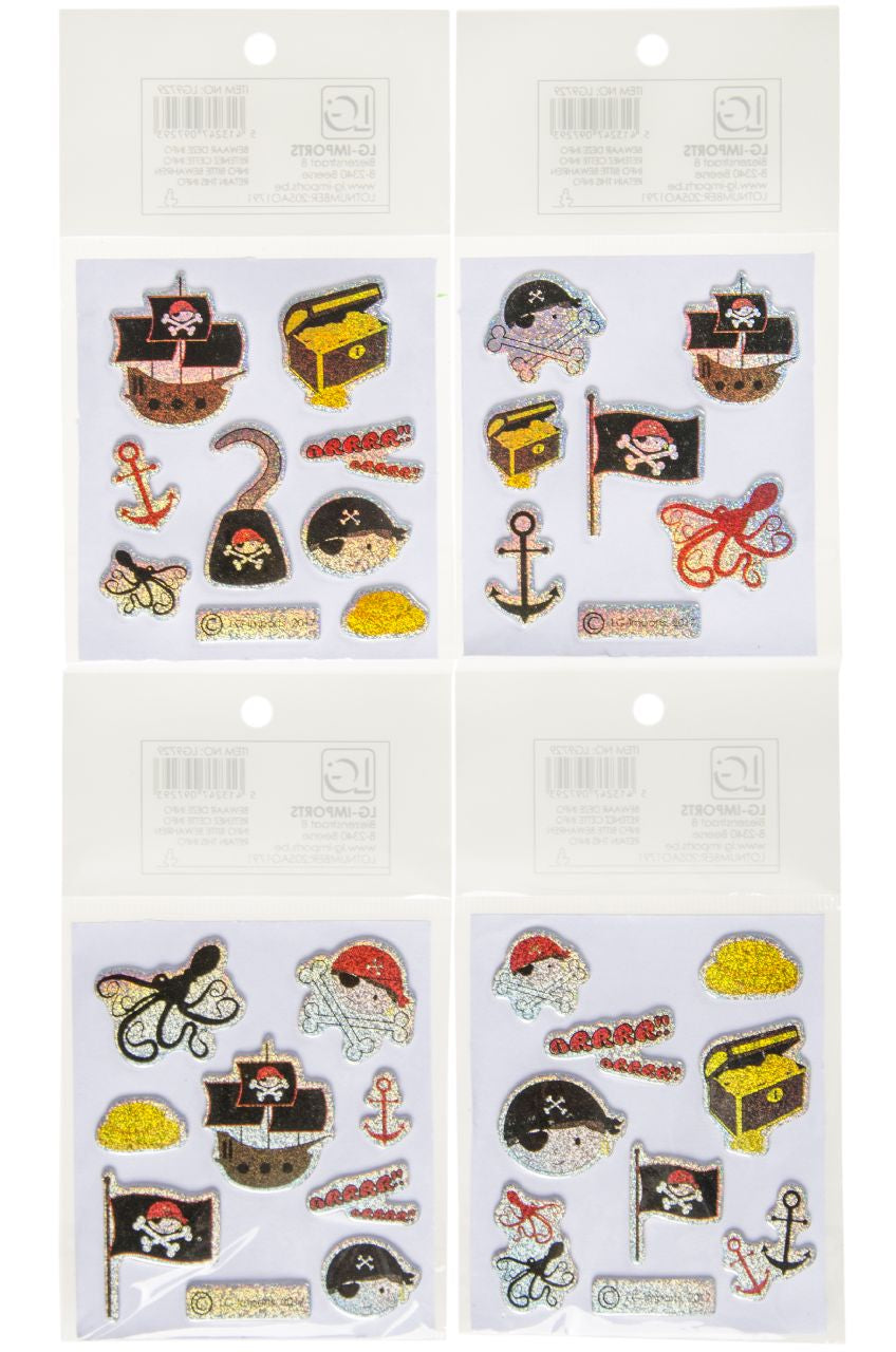 Pack of 12 Shiny Pirate Design Stickers